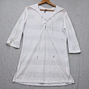 4/$20 Pacific Beach Womens Cover Up Size Large See Through Beach Core Tropical